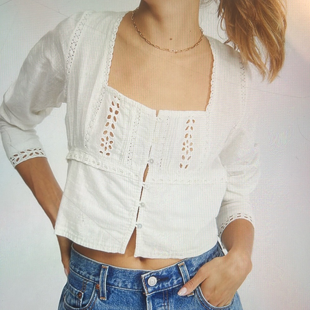 Free People Joi Crop Top Blouse (M)  NWT